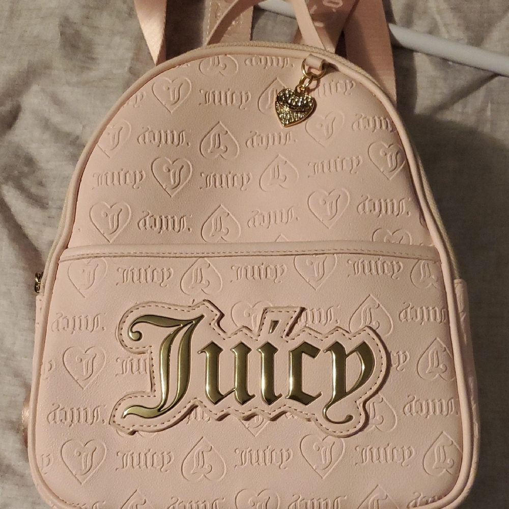Juicy Couture Pink Embossed Backpack with Gothic Logo